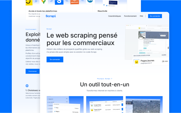 Landing Page développée sous Elementor pour Scrapi