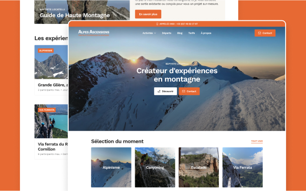 Alpes Ascensions, site WordPress dynamique via Crocoblock par l'Agence Topicimes