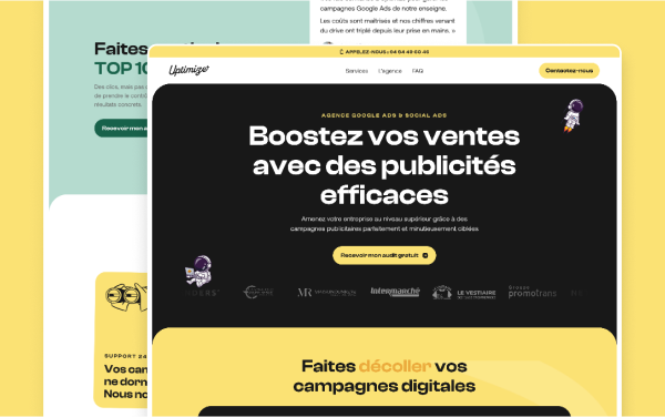 Site vitrine de l'Agence Google Ads Uptimize réalisé par Topicimes