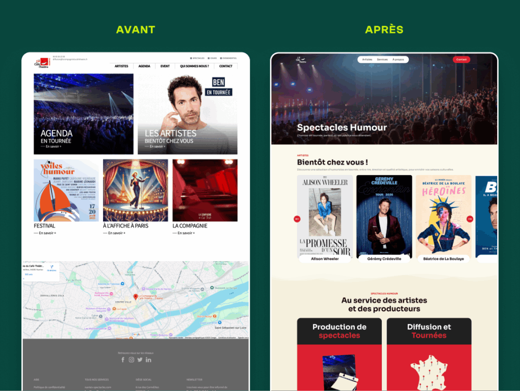 Spectacles Humour site sous WordPress par l'Agence Topicimes