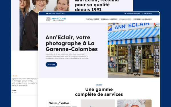 Refonte et migration du site internet d'Ann'Eclair, photographe à La Garenne-Colombes