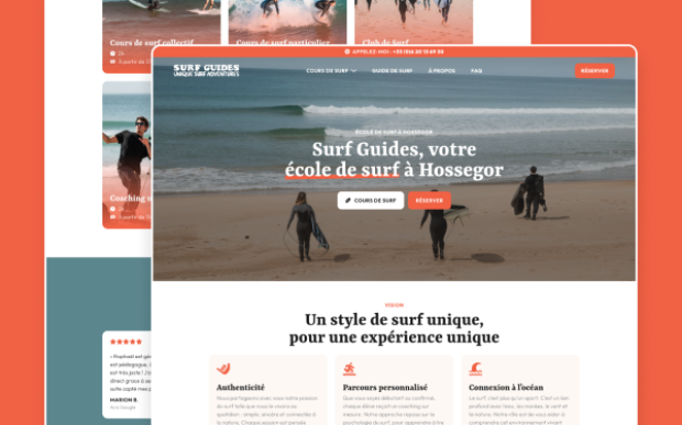 Refonte du site internet de l'Ecole de Surf "Surf Guides Hossegor" par Topicimes sous WordPress